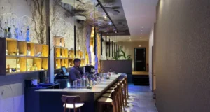 Coctelería en Alicante: lo que está pasando en la calle Bailén Barra de Sylvarum, coctelería en Alicante, con su decoración de roca y vegetación